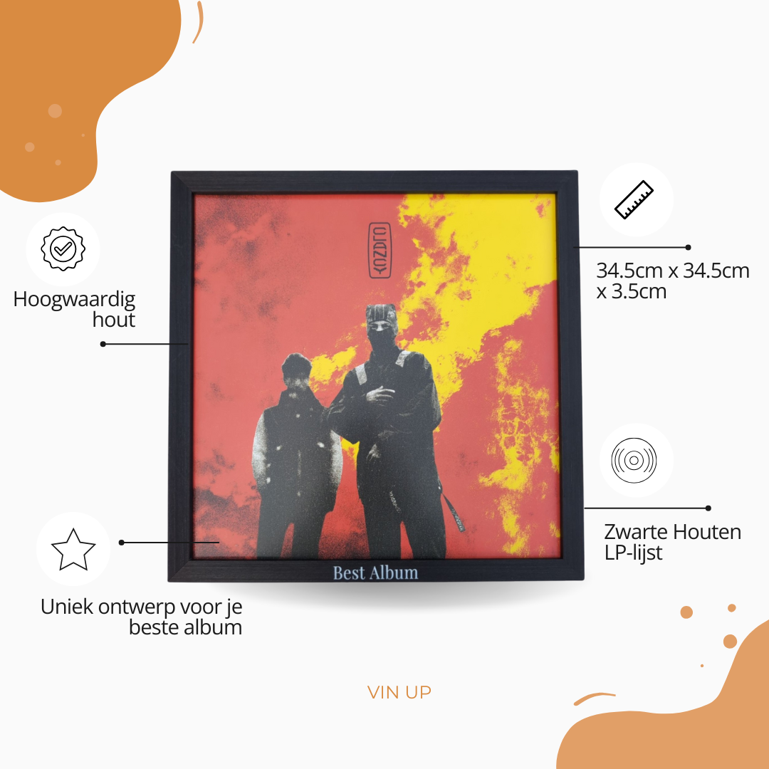 Zwarte Houten LP-lijst "Best Album" | Beatlist Vin Up