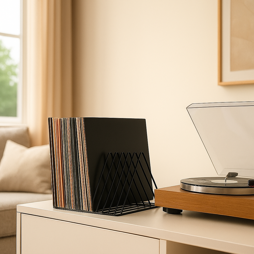 Minimalistisch Platenrek Zwart Staal | Voor 25+ LPs Vin Up