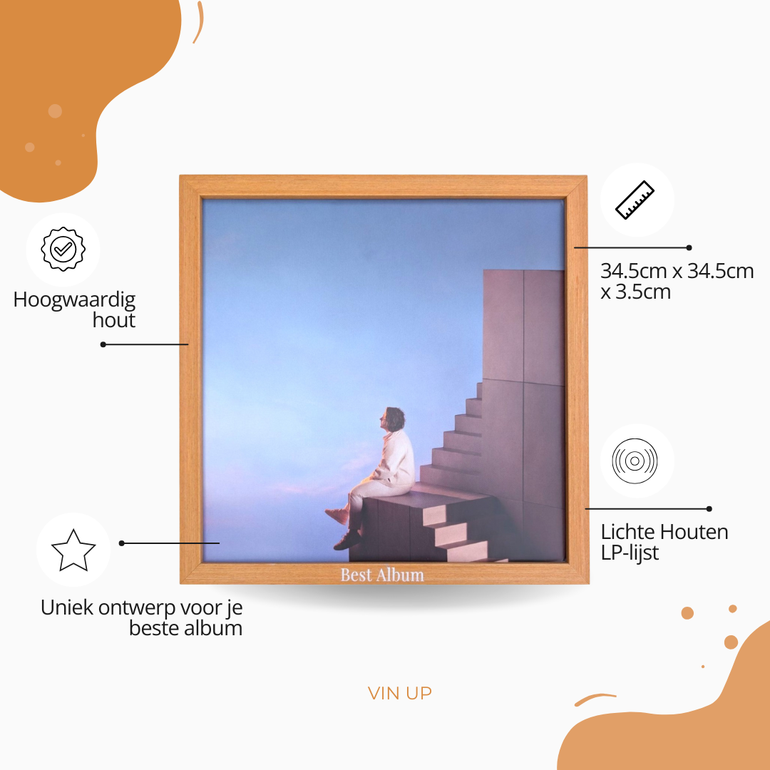 Lichte Houten LP-lijst "Best Album" | Beatlist Vin Up