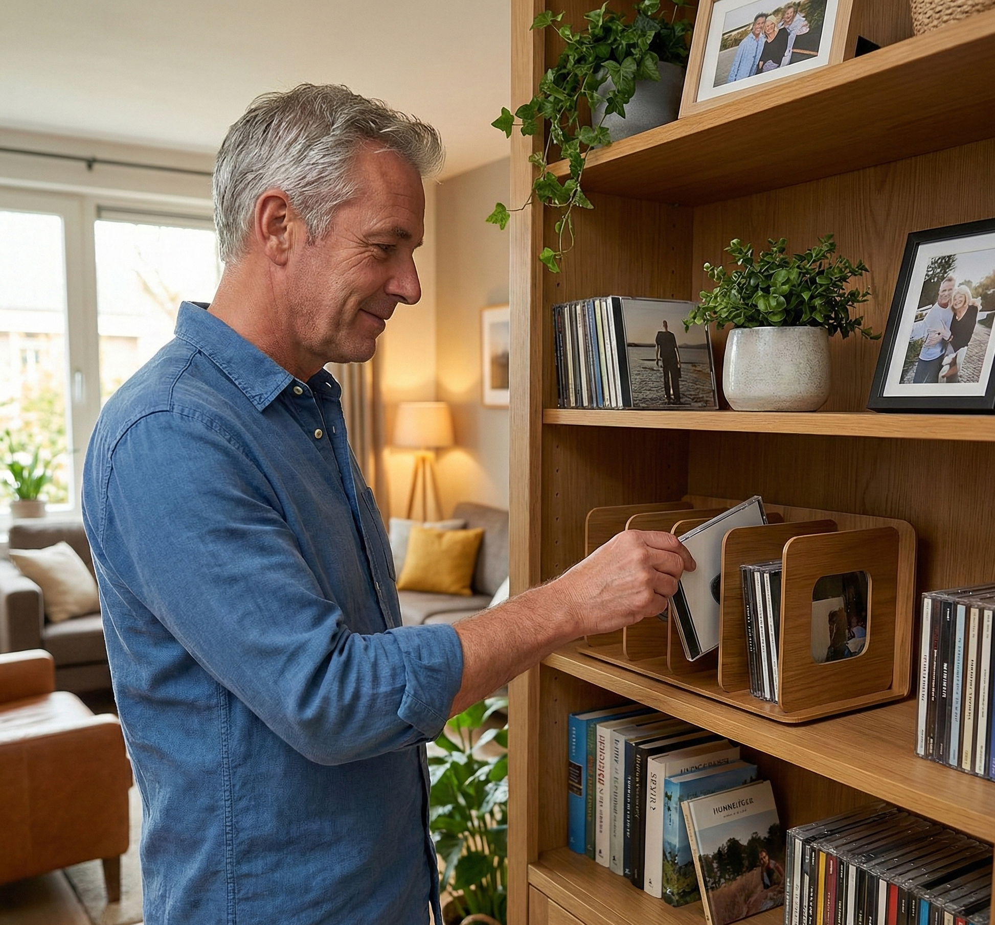 Walnoot Bamboe CD Houder | Stijlvolle Opberger voor CD's