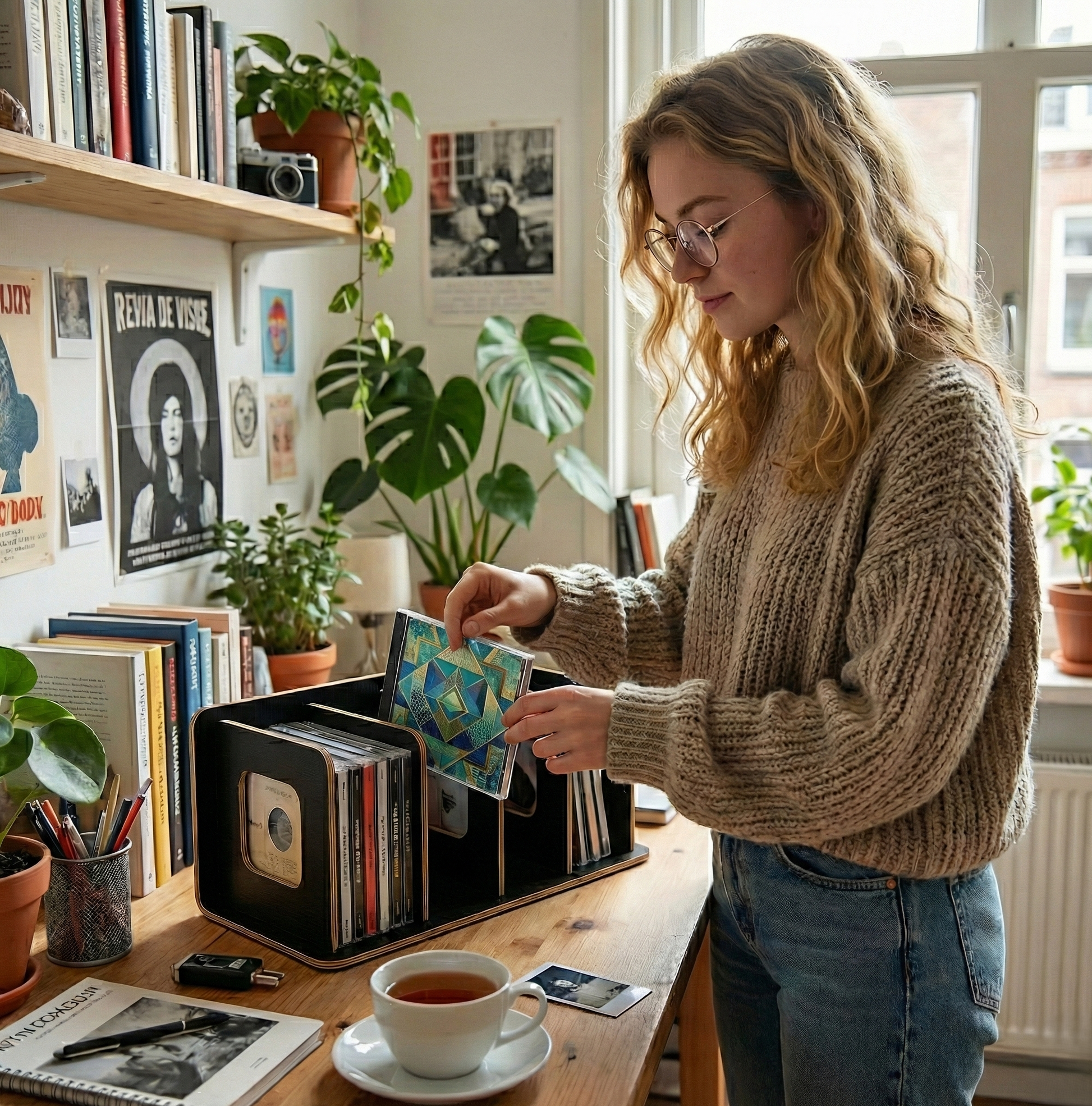Zwarte Bamboe CD Houder | Stijlvolle Opberger voor CD's
