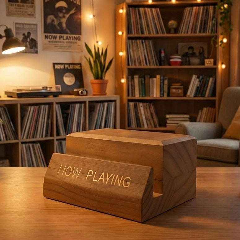 Now Playing LP-standaard – Houten Display