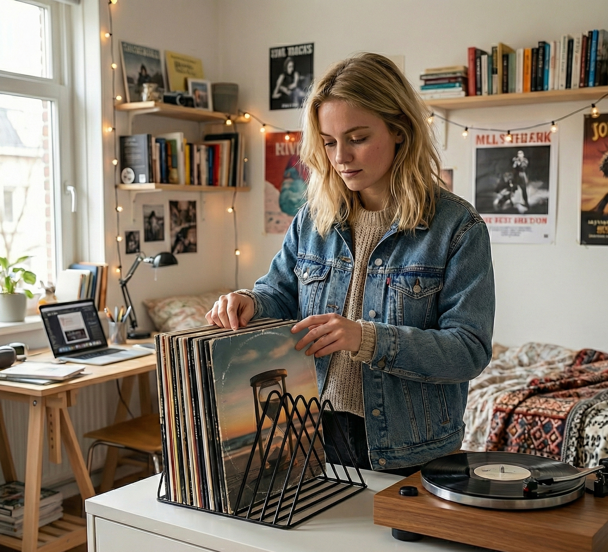 Minimalistisch Platenrek Zwart Staal | Voor 25+ LPs