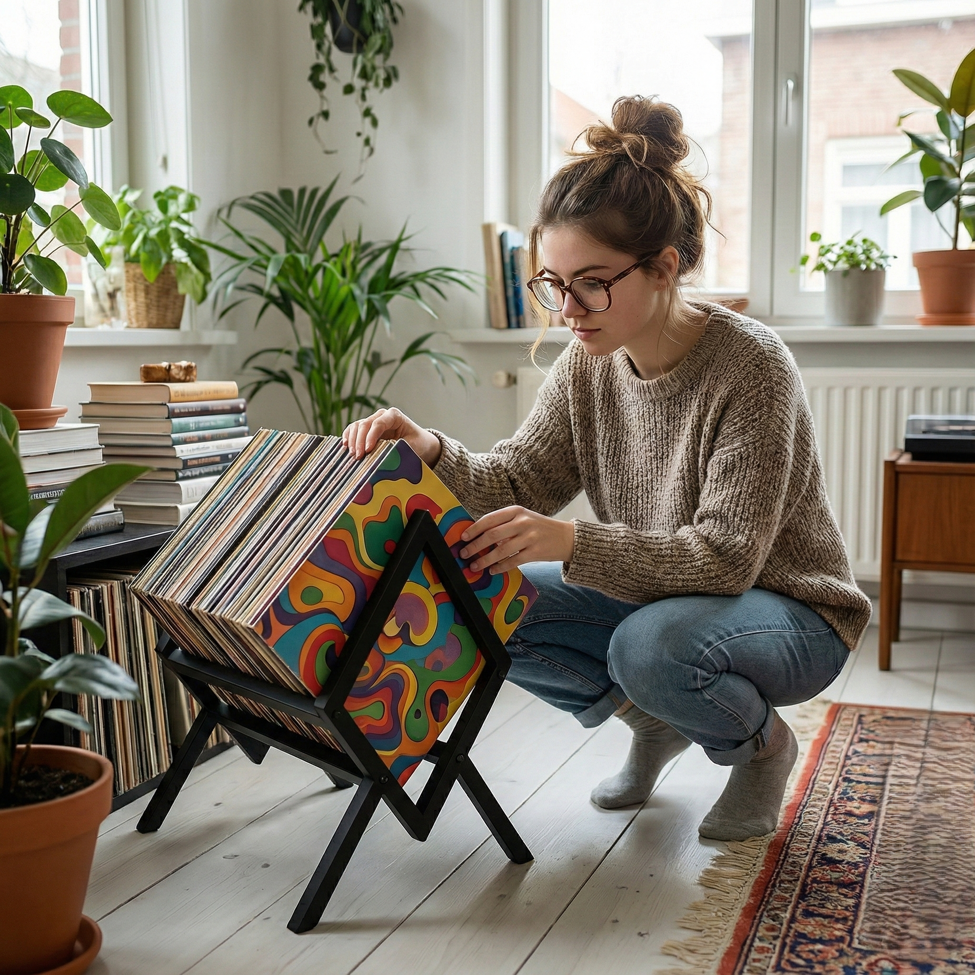 Industrieel Platenrek Metaal | Moderne Opslag voor 50+ LP's