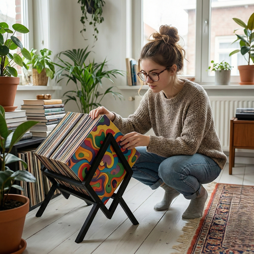 Industrieel Platenrek Metaal | Moderne Opslag voor 50+ LP's