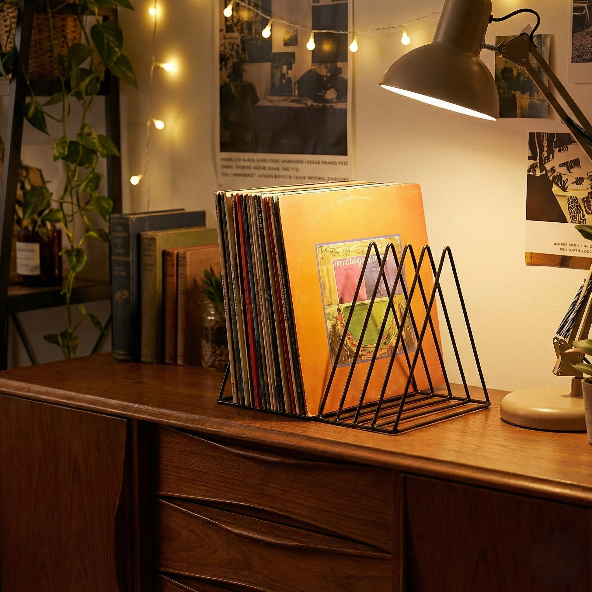 Minimalistisch Platenrek Zwart Staal | Voor 25+ LPs